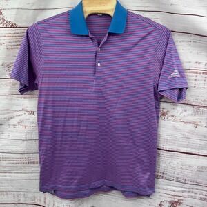 Peter Millar Golf Polo Shirt Mens Large Stripe Short Sleeve 100% Cotton Casual